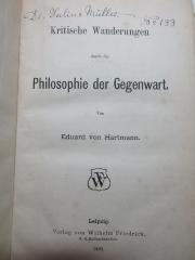 
1 G 287 : Kritische Wanderungen durch die Philosophie der Gegenwart (1890)