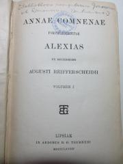 
10 F 151-1/2 : Annae Comnenae Porphyrogenitae Alexias (1884)