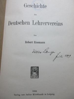 
1 G 344 : Geschichte des Deutschen Lehrervereins (1908)