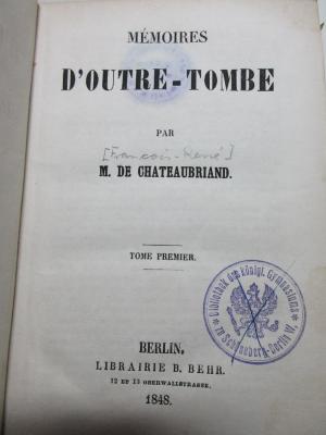 
10 F 116-1 : Mémoires d'outre-tombe (1848)