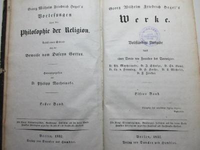 1 G 346<a>-11 : Vorlesungen über die Philosophie der Religion (1832)</a>