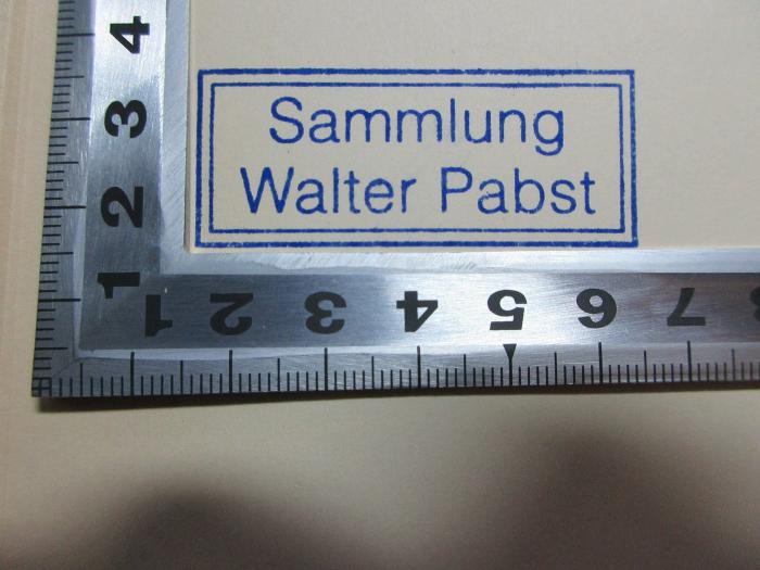 10 F 17<a> : Germanisches Kulturerbe am Mittelmeer (1934)</a>;- (Pabst, Walter), Stempel: Name, Notiz; 'Sammlung
Walter Pabst'.  (Prototyp)