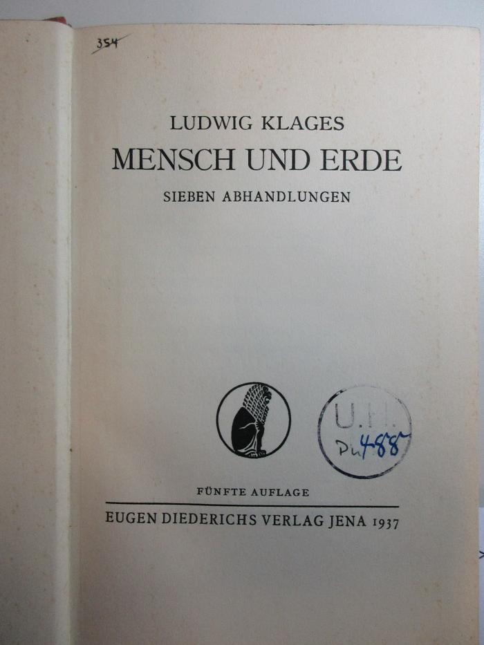 
1 G 42&lt;5&gt; : Mensch und Erde : sieben Abhandlungen (1937)