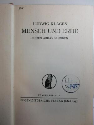 
1 G 42&lt;5&gt; : Mensch und Erde : sieben Abhandlungen (1937)