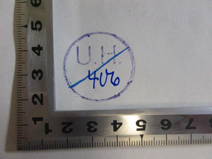 
1 H 17&lt;8&gt; : Kunstgeschichtliche Grundbegriffe : das Problem der Stilentwicklung in der neueren Kunst : mit 122 Abbildungen (1943);- (unbekannt), Stempel: Initiale, Nummer; 'U.H.
406[handschriftlich]'. 