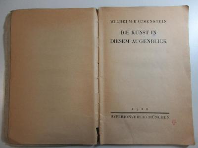 
1 H 3 : Die Kunst in diesem Augenblick (1920)