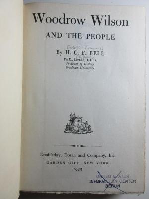 
10 F 249 : Woodrow Wilson and the people (1945)