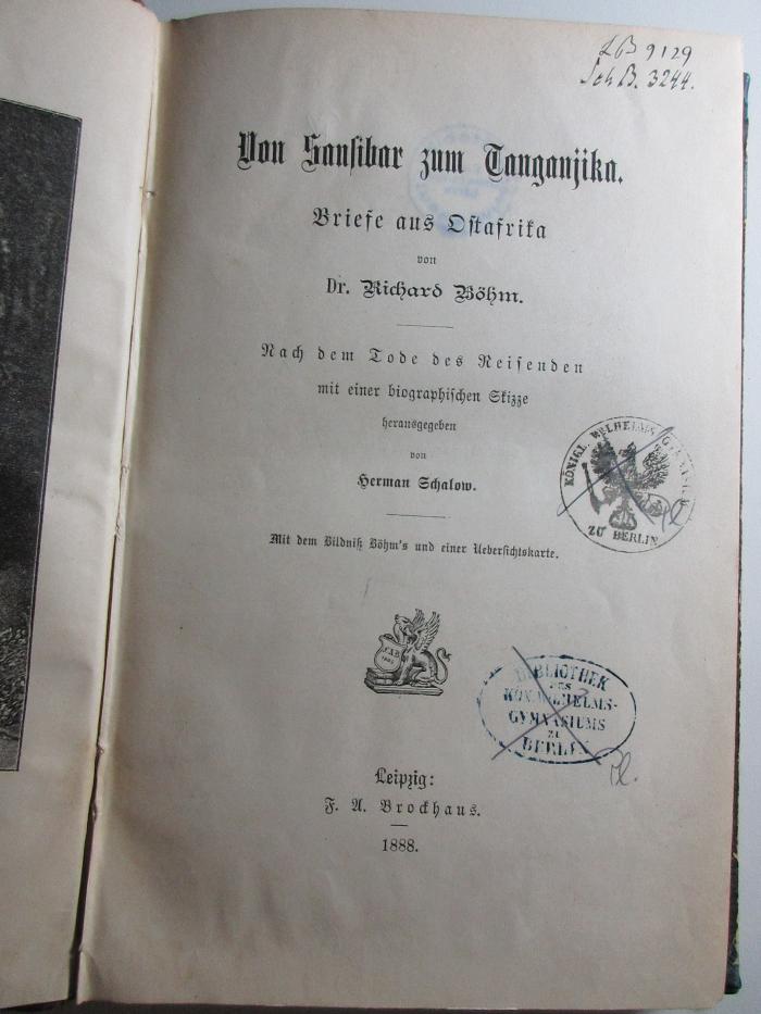 10 F 248 : Von Sansibar zum Tanganjika : Briefe aus Ostafrika (1888)