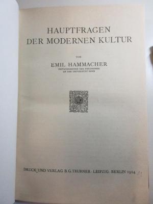 
1 G 46 : Hauptfragen der modernen Kultur (1914)