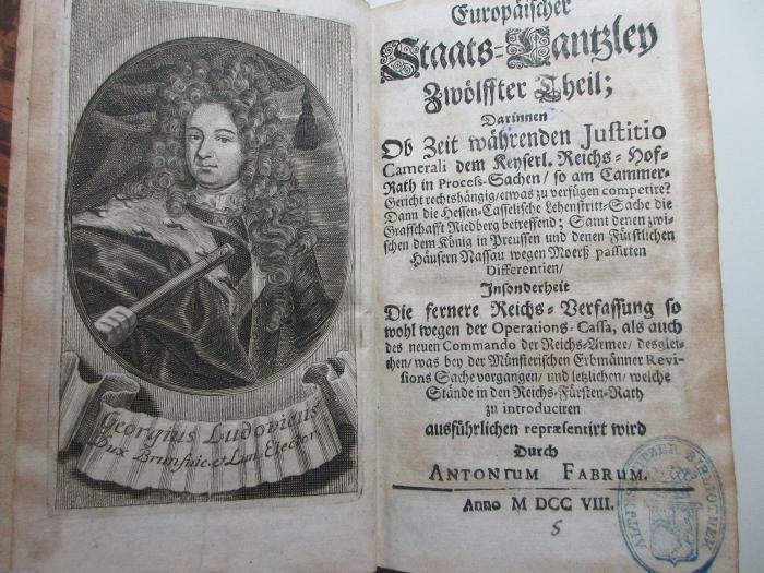 13 F 577-12 : Europäische Staats-Cantzley : darinnen zum Behuff der neuesten politischen-, Kirchen- und Reichshistorie was sowohl in Religions-Angelegenheiten merckwürdiges vorgefallen als in Staats- und Reichs-Geschäfften vor kurztem abgehandelt worden und zum Vorschein gekommen ist (1768)