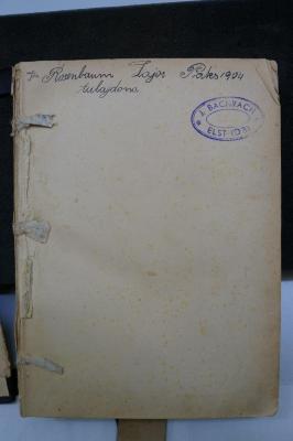 Asch1897 : ספר תורת בר נש : כולל ביאורים ופירושים על פסוקי תנ״ך ודרשות חז״ל

 (1904);- (Rosenbaum, Ida ), Von Hand: Name, Datum; 'Ida Rosenbaum Lajos Pates 1904
tulajdona '. ;- (Bachrach, J.), Stempel: Name, Ortsangabe; 'J. Bachrach
Elst (O.B.)'. 