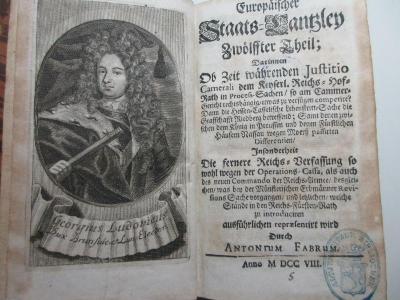 13 F 577-12 : Europäische Staats-Cantzley : darinnen zum Behuff der neuesten politischen-, Kirchen- und Reichshistorie was sowohl in Religions-Angelegenheiten merckwürdiges vorgefallen als in Staats- und Reichs-Geschäfften vor kurztem abgehandelt worden und zum Vorschein gekommen ist (1768)