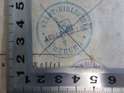 
10 F 467-1 : Von den ältesten Zeiten bis zum Anfang der Landgrafschaft Hessen;- (Stadtbibliothek Würzburg), Stempel: Name, Ortsangabe, Emblem; 'Stadt=Bibliothek
Würzburg'. 
