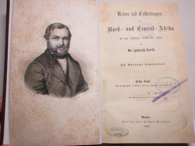 


10 F 495-1 : Reisen und Entdeckungen in Nord- und Central-Africa in den Jahren 1849 bis 1855 : Tagebuch seiner im Auftrag der Brittischen Regierung unternommenen Reise (1859)