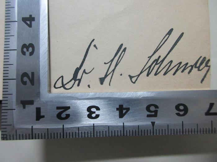 
10 F 560-2 : Die englische Kolonisation in Irland (1906);- (Sohnrey, Heinrich), Von Hand: Autogramm; 'Dr. H. Sohnrey'. 