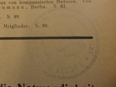 ZB 481: Elektrizitätswirtschaft : Mitteilungen der Vereinigung der Elektrizitätswerke E.V. (1926-29);- (Staatliche Vereinigte Maschinenbauschulen Altona), Stempel: Name, Ortsangabe; '[Staat]l [Vereini]gte Maschinenbauschulen Altona'. 
