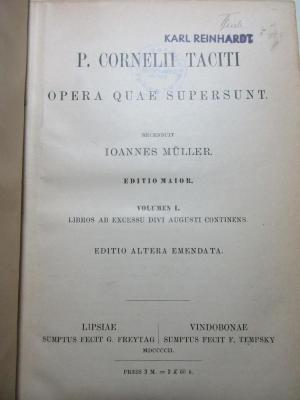 
10 F 86&lt;2&gt;-1/2 : Libros ab excessu divi Augusti continens (1902)