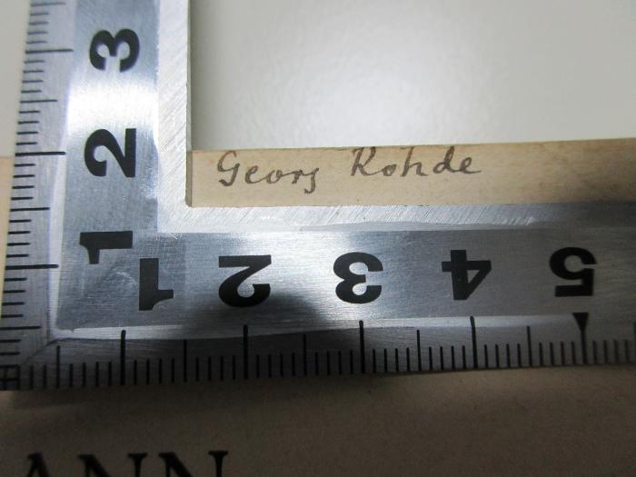 
10 G 272 : Platon : seine Gestalt (1914);- (Rohde, Georg), Von Hand: Autogramm; 'Georg Rohde'. 