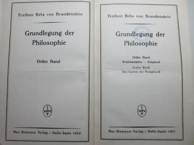 10 G 111-3,1 : Wirklichkeitslehre - Metaphysik : das System der Metaphysik (1927)