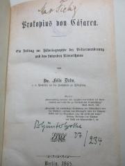 10 F 89 : Prokopius von Cäsarea : ein Beitrag zur Historiographie der Völkerwanderung und des sinkenden Römerthums (1865)