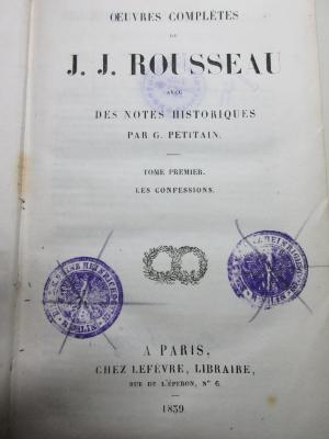 
10 G 209-1 : Oeuvres complètes de J. J. Rousseau (1839)