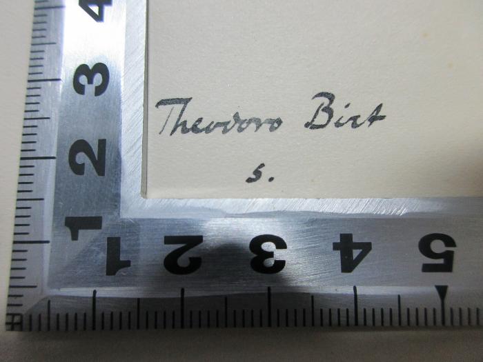 
10 G 215-1 : Der große Alcibiades : ein Weg zu Plato (1921);- (Birt, Theodor), Von Hand: Autogramm; 'Teodoro Birt
s.'. 