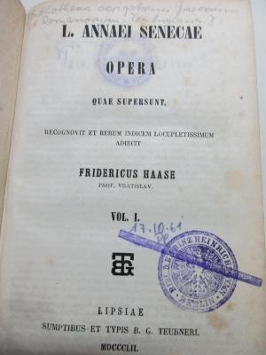 10 G 487-1 : L. Annaei Senecae opera quae supersunt (1852)