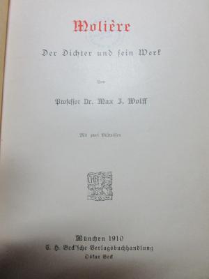 
1 N 30 : Molière : der Dichter und sein Werk (1910)