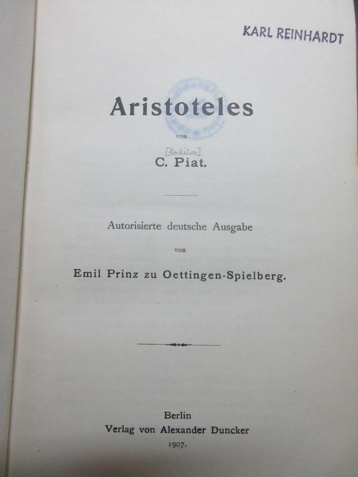 
10 G 59 : Aristoteles (1907)