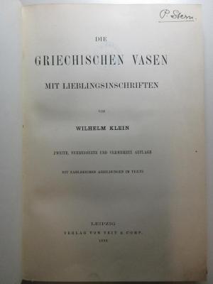 10 H 145&lt;2&gt; : Die griechischen Vasen mit Lieblingsinschriften (1898)