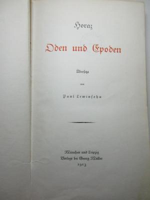 1 K 11-2,11 : Oden und Epoden (1913)