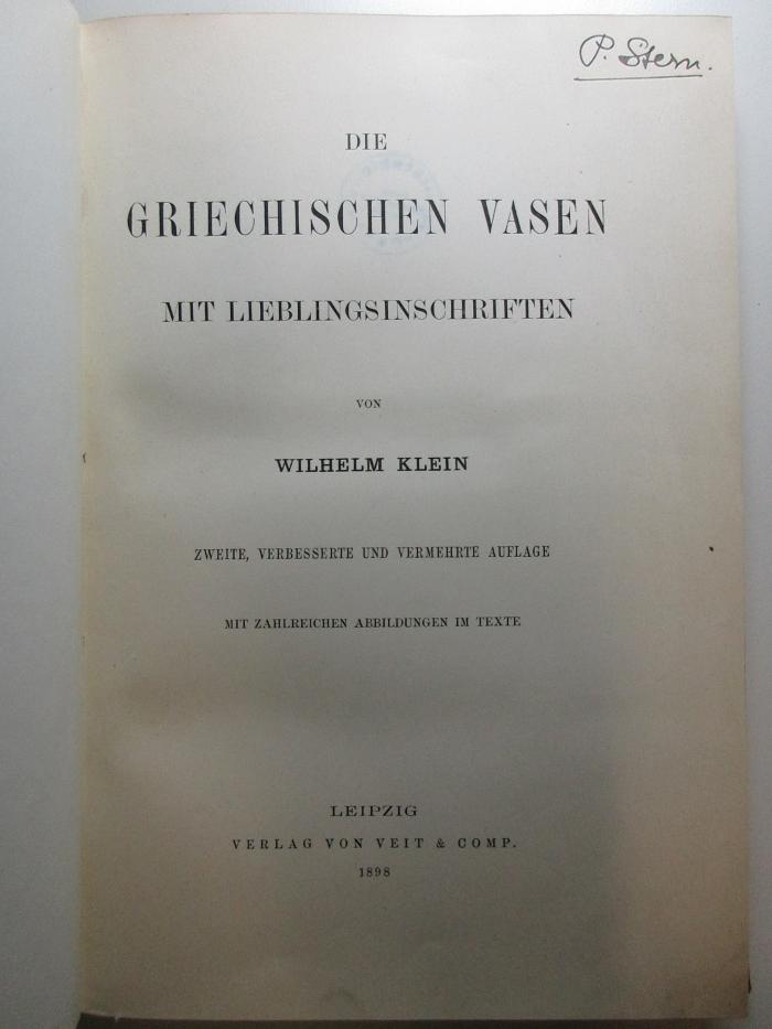 10 H 145&lt;2&gt; : Die griechischen Vasen mit Lieblingsinschriften (1898)