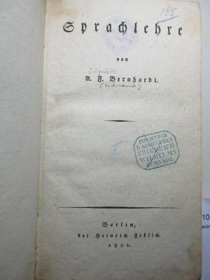 10 I 50-1 : Reine Sprachlehre (1801)