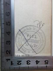 - (Staatliches Friedrich-Wilhelms-Gymnasium Lehrerbibliothek), Stempel: Name; 'Staatliches Friedrich-Wilhelms-Gymnasium
Lehrerbibliothek'. 