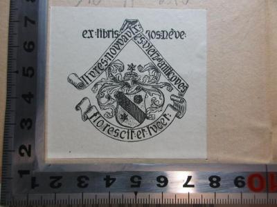 
10 H 240&lt;3&gt; : Manifestes du surréalisme : Poisson soluble (1924);- (Nève, Jos), Etikett: Exlibris, Name, Motto, Wappen; 'Ex:libris Jos:Nève:
livres:novvadix:
es:vielz:et:amicoves
floresci.et:ivcet:'. 