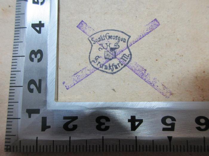 
10 K 271&lt;2a&gt; : Timaiu Sophistu Lexikon peri tōn para Platōni lexeōn = Timaei Sophistae Lexicon vocum Platonicarum (1789);-, Stempel: Name, Ortsangabe, Initiale, Emblem; 'SanktGeorgon
J.H.S.[?]
FrankfurtM[?]'