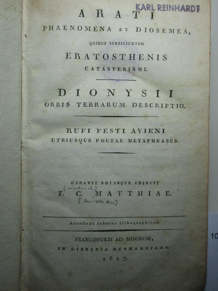 
10 K 114 : Phaenomena et Diosemea (1817)