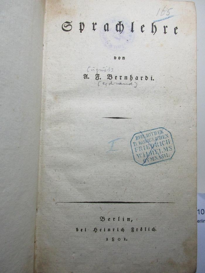 10 I 50-1 : Reine Sprachlehre (1801)