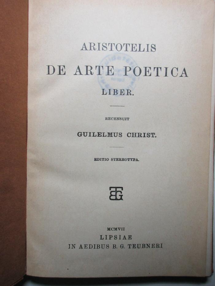 10 I 77&lt;*&gt; : De arte poetica liber (1907)