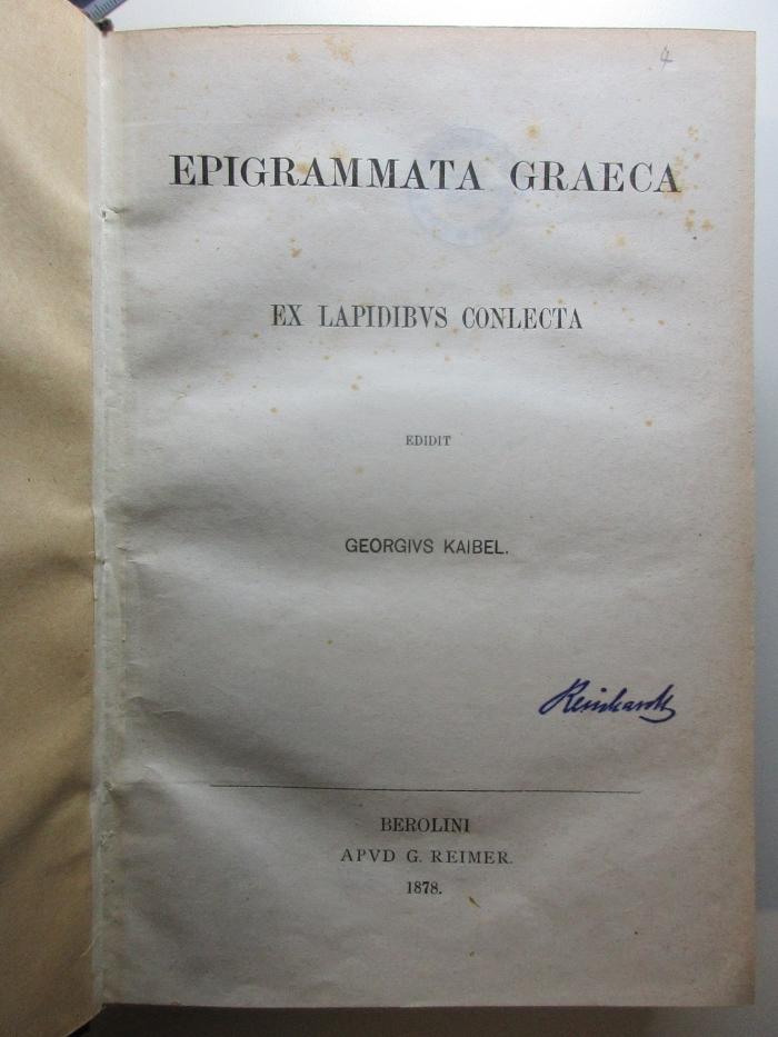 
10 K 30 : Epigrammata Graeca : ex lapidibus conlecta (1878)
