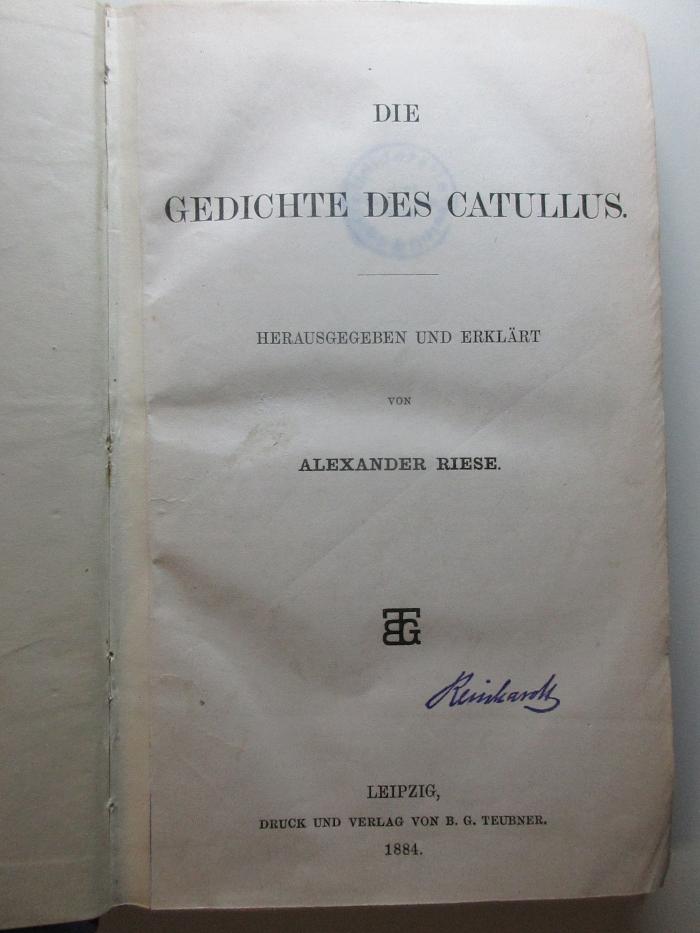 
10 K 29 : Die Gedichte des Catullus (1884)