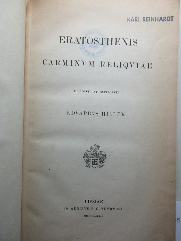 
10 K 245 : Carminvm Reliqviae (1872)