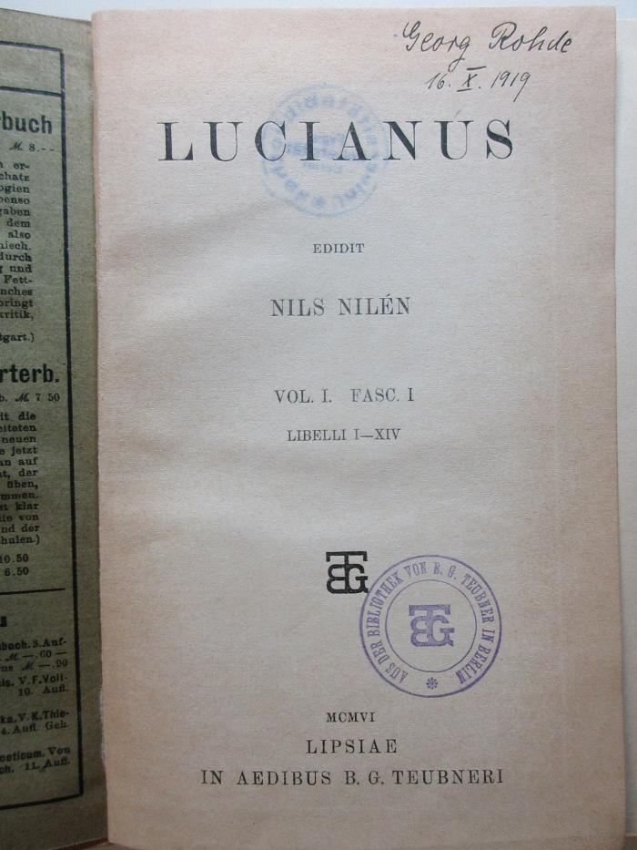 
10 K 327-1,1 : Lucianus : Libelli I - XIV (1906)