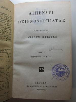 10 K 3-1 : Athenaei deipnosophistae (1858)