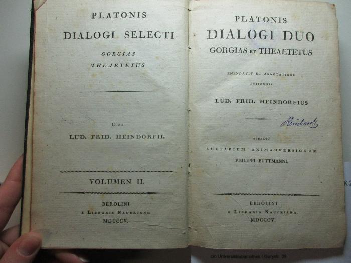 10 K 226-2 : Dialogi duo: Gorgias et Theaetetus (1805)