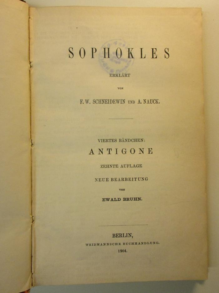 
10 K 117&lt;10&gt;-4 : Sophokles : Antigone (1904)