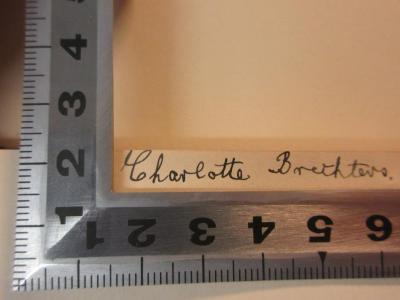 
10 K 130 : Argonauticon : libri octo (1913);- (Brechters, Charlotte), Sonstiges Objekt: Autogramm; 'Charlotte Brechters'. 