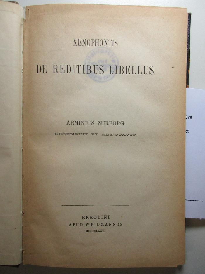 
10 K 136 : De reditibus libellus (1876)