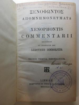 
10 K 420&lt;3&gt; : Apomnēmoneumata : commentarii (1868)