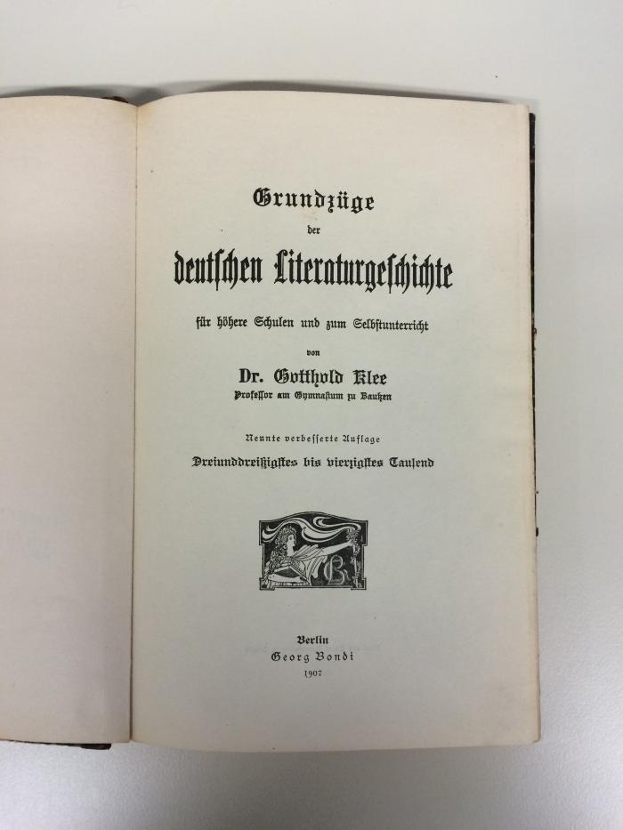  Grundzüge der deutschen Literaturgeschichte für höhere Schulen und zum Selbstunterricht (1907)